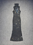 Sparkle Mesh High Neck Maxi Dress H6286