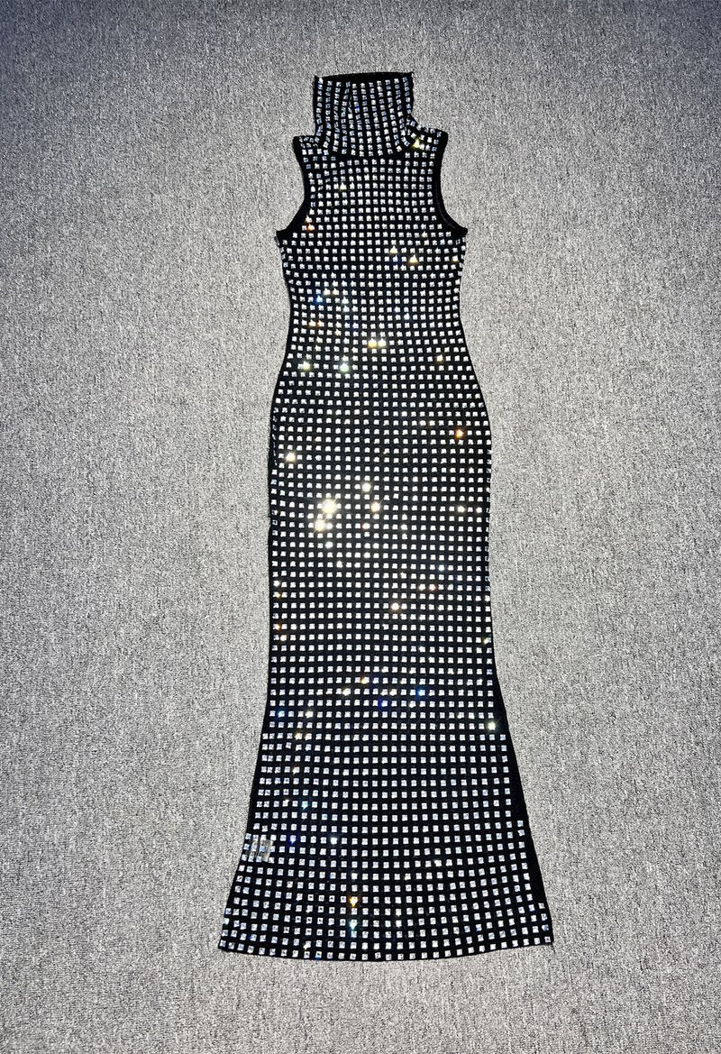 Sparkle Mesh High Neck Maxi Dress H6286