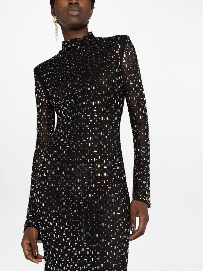 Sparkle Mesh Long Sleeve Maxi Dress H6493