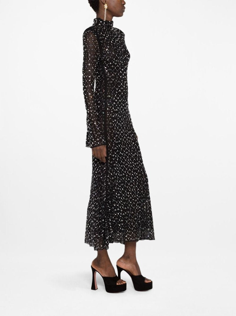 Sparkle Mesh Long Sleeve Maxi Dress H6493