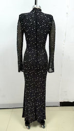 Sparkle Mesh Long Sleeve Maxi Dress H6493