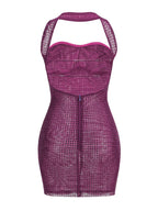 Sparkle Purple Backless Mini Dress H6325