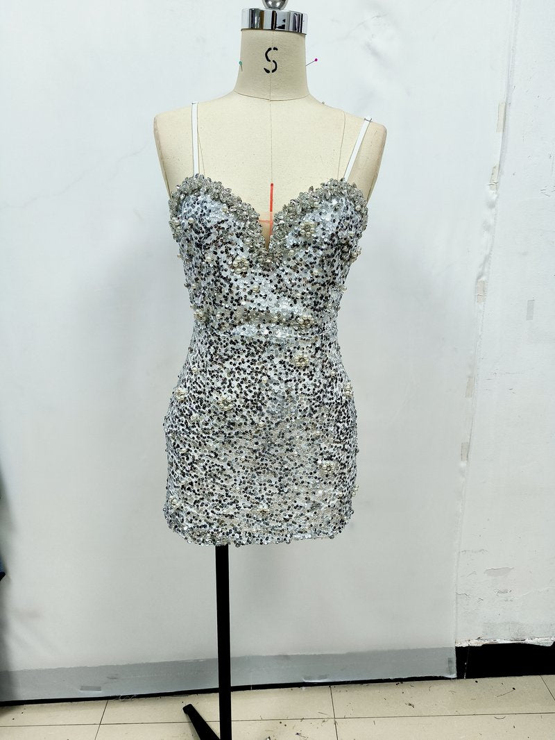 Sparkle Sequin Strapless Mini Dress H6561