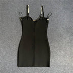 Sparkle Strap Deep V Neck Bandage Dress H5917