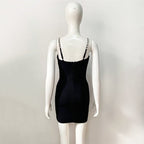 Sparkle Strap Deep V Neck Bandage Dress H5917