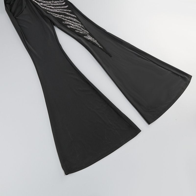 Sparkle Stripe Deep V Neck Jumpsuit H6262