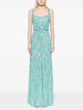 Sparkling Beaded Turquoise Maxi Dress H6769