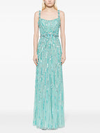 Sparkling Beaded Turquoise Maxi Dress H6769