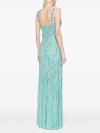 Sparkling Beaded Turquoise Maxi Dress H6769