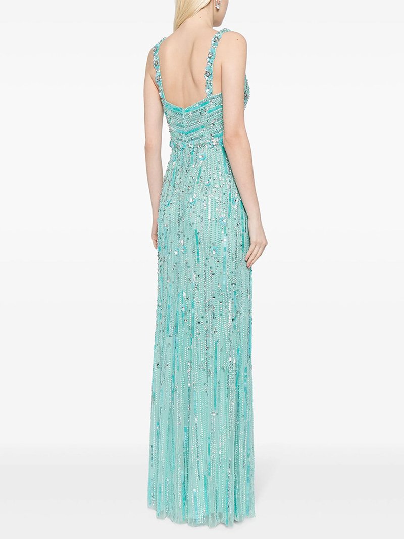 Sparkling Beaded Turquoise Maxi Dress H6769