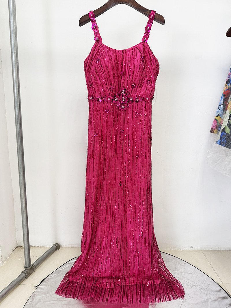 Sparkling Beaded Turquoise Maxi Dress H6769