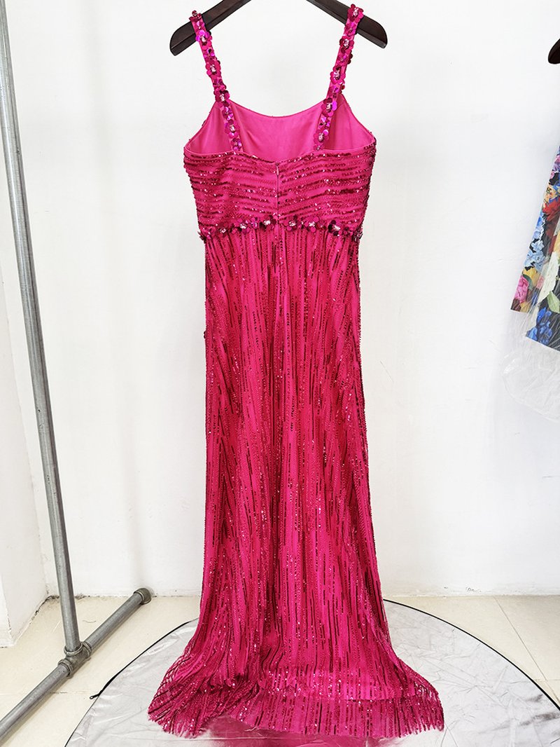 Sparkling Beaded Turquoise Maxi Dress H6769