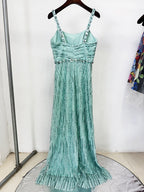 Sparkling Beaded Turquoise Maxi Dress H6769