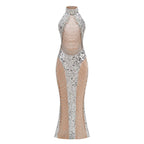 Sparkling Sequin High Neck Maxi Dress H6637