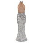 Sparkling Sequin High Neck Maxi Dress H6637