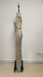 Sparkling Sequin High Neck Maxi Dress H6637