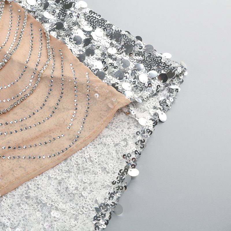 Sparkling Sequin High Neck Maxi Dress H6637