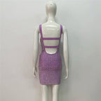 Sparkly Purple Rhinestone Bodycon Dress H6453