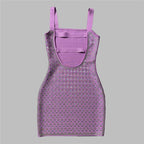 Sparkly Purple Rhinestone Bodycon Dress H6453