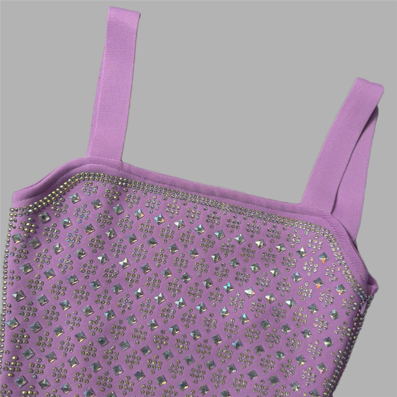 Sparkly Purple Rhinestone Bodycon Dress H6453