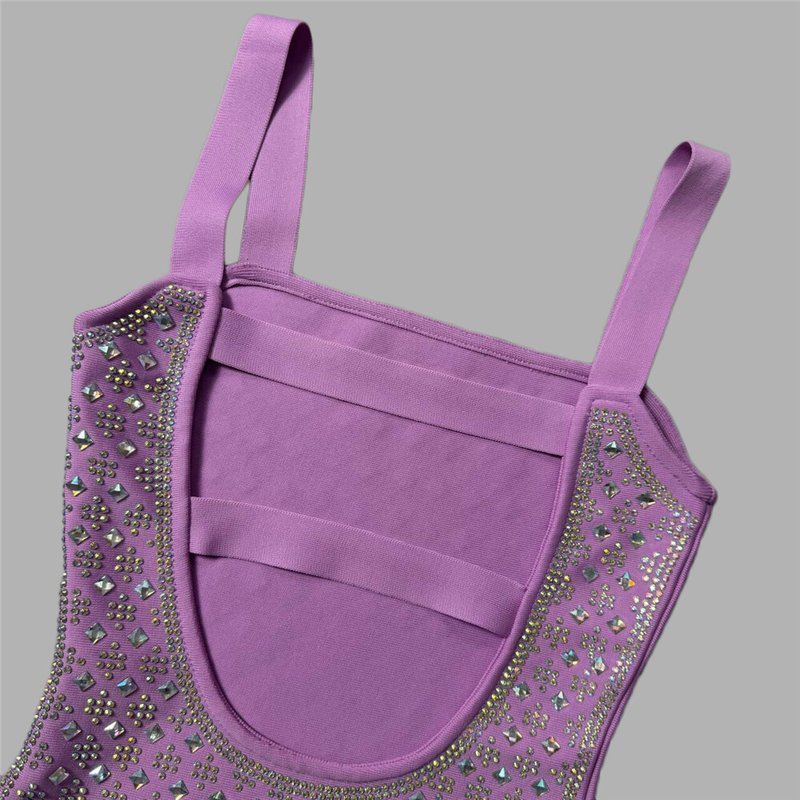 Sparkly Purple Rhinestone Bodycon Dress H6453