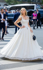 Square Neck Beaded Ball Gown H6655