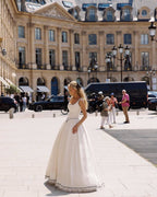 Square Neck Beaded Ball Gown H6655