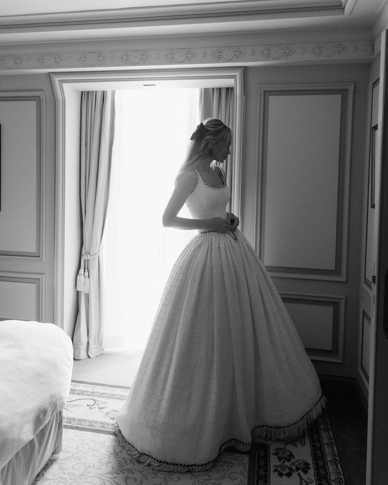 Square Neck Beaded Ball Gown H6655