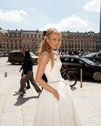Square Neck Beaded Ball Gown H6655