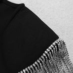Square Neck Beaded Sleeve Mini Dress H3683