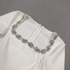 Square Neck Beaded White Mini Dress H6310