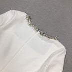 Square Neck Beaded White Mini Dress H6310