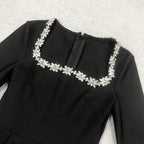 Square Neck Beaded White Mini Dress H6310