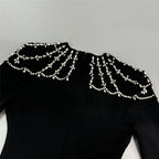 Square Neck Embellished Sleeve Long Dress H6542