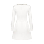 Square Neck Embellished White Mini Dress H6310