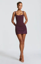 Square Neck Ruched Mini Dress H7126