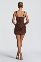 Square Neck Ruched Mini Dress H7126