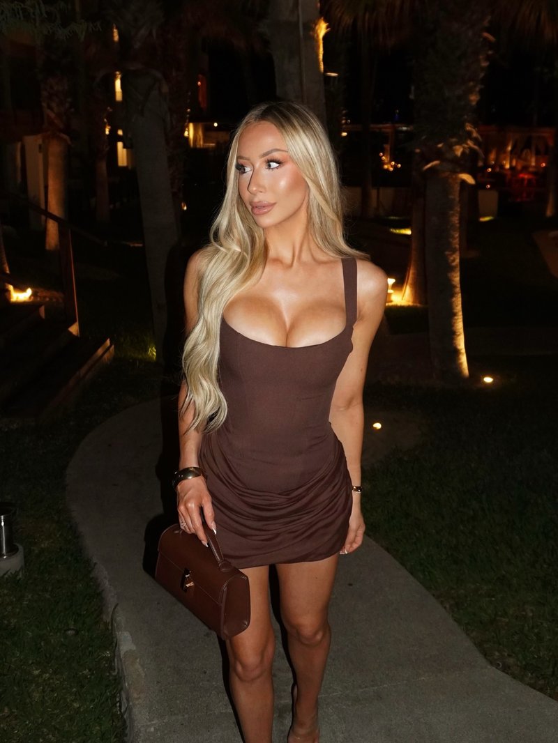 Square Neck Ruched Mini Dress H7126