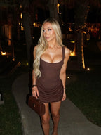 Square Neck Ruched Mini Dress H7126