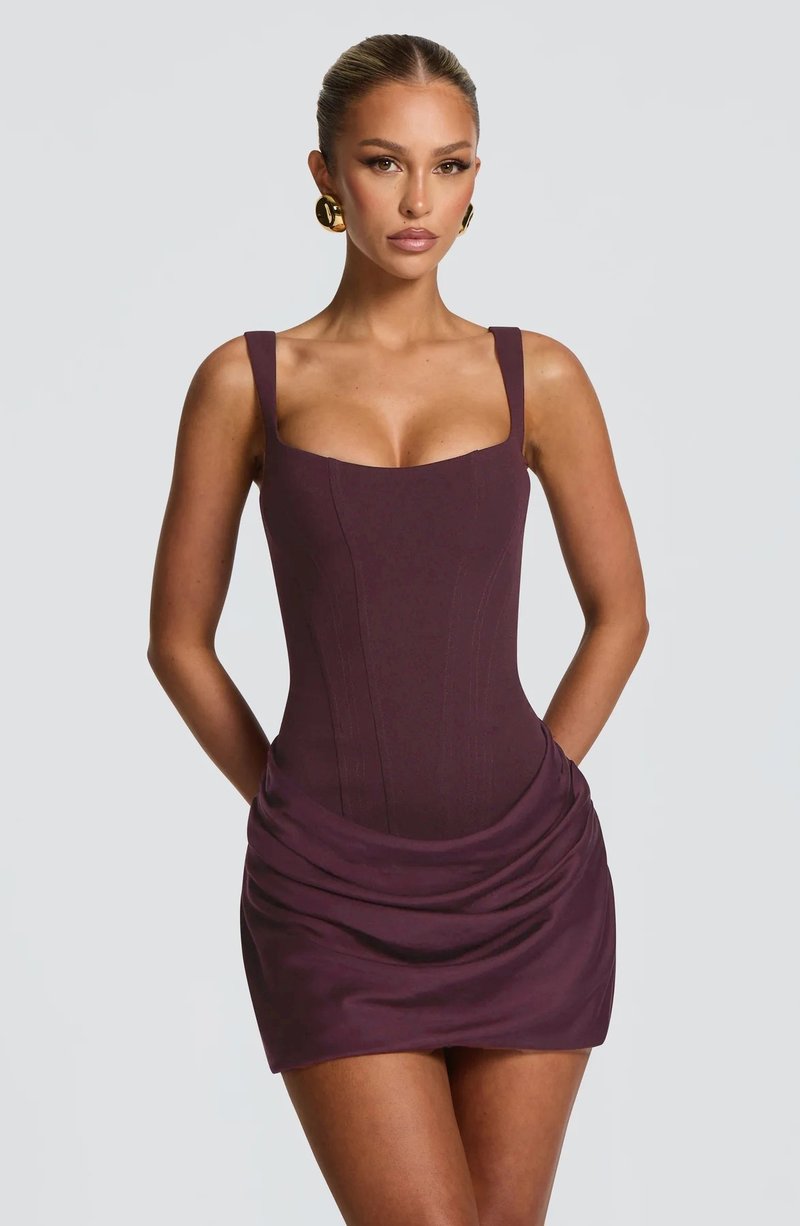 Square Neck Ruched Mini Dress H7126