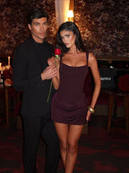 Square Neck Ruched Mini Dress H7126