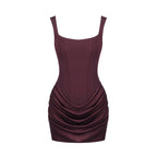 Square Neck Ruched Mini Dress H7126