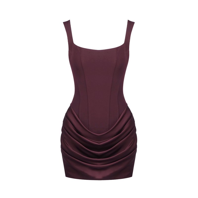Square Neck Ruched Mini Dress H7126