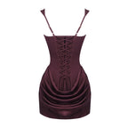 Square Neck Ruched Mini Dress H7126
