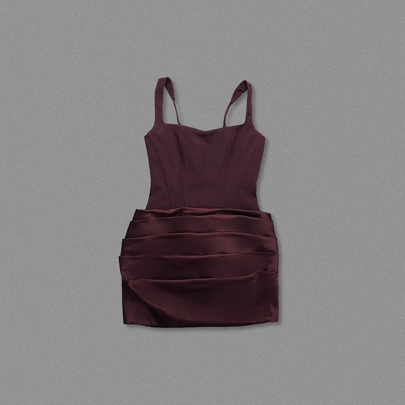 Square Neck Ruched Mini Dress H7126