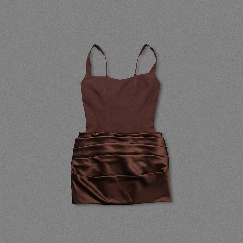 Square Neck Ruched Mini Dress H7126