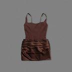 Square Neck Ruched Mini Dress H7126