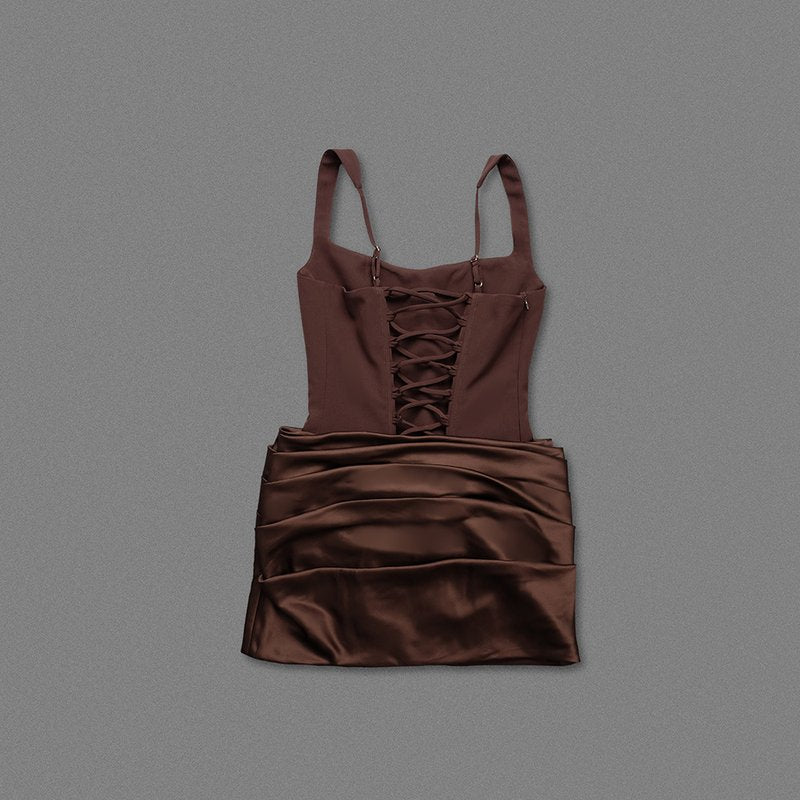 Square Neck Ruched Mini Dress H7126
