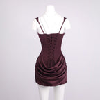 Square Neck Ruched Mini Dress H7126