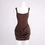 Square Neck Ruched Mini Dress H7126